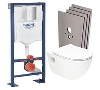 SOLIDO Pack Bâti-support + WC sans bride SAT + Abattant SoftClose + Plaque chrome+ Set d'habillage (AUTOPORTANT-PROJECT-1-SABO)