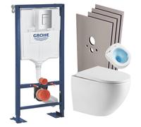 SOLIDO Pack Bâti-support + WC suspendu + Plaque chrome + Set de montage (AUTOPORTANT-FUSIONTQ-1-SABO)