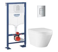 Solido pack WC bâti autoportant + WC sans bride Grohe avec fixations invisibles et abattant SoftClose + plaque (GRGRWR10-FR-VP)
