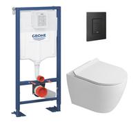 Solido pack WC bâti-support autoportant + WC suspendu Ceramia PixL + abattant SoftClose + plaque noir (GRRCEPXWR03FR-FS)