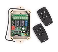 Solidremote Commutateur de relais universel sans fil RF 12 V - 24 V 2 canaux 433 MHz avec 2 émetteurs d'identification FCC pour ouvre-porte de garage, voitures, lumières LED et plus encore (KIT-1)