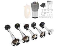 Solinder Kit de Klaxon Pneumatique avec Compresseur Robuste | Finition chromée durable, pour trains, comprend le matériel de montage, forte puissance