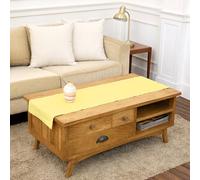 Solino Home Chemin de Table Jaune de 122,9 cm - Ourlet à Jour en Coton et Lin - Idéal pour Tables de Commode - Été - 35,6 x 122,9 cm