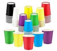 Solinorex Gobelets jetables, 80 Gobelets en Papier Réutilisables - Gobelet Carton de 260 ml pour Fêtes, Anniversaires et Mariages, 8 Couleurs (Blanc, Rouge, Bleu, Jaune, Orange, Violet, Noir, Vert)