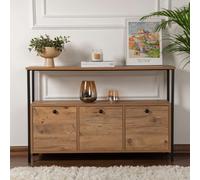Solis console avec rangements bois et métal noir 120x77cm