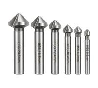 Solisara Lot de 6 Fraises à Noyer 90° HSS, Foret Conique 6.3-20.5 mm | Revêtement Titane Forets Coniques pour Bois Métal Plastique Fraise à Chanfreiner à 3 Tranchants avec Tige Droite Universelle