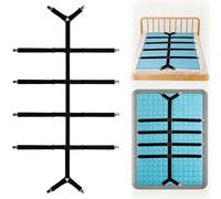 Solisara Tendeur Drap Housse Ajustable avec 12 Pinces Métalliques (Noir) | Attache Drap Housse Élastique Long pour Maintenir Vos Draps en Place Sangle Matelas Compatible Tous Lits 120x200-200x200cm