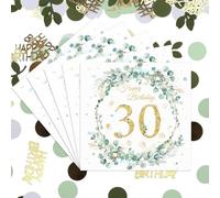 Solivive 50 Pièces Serviettes Ans Anniversaire, Serviettes en Papier Sauge Vert Eucalyptus avec Confettis d'Anniversaire, Joyeux Serviette de Table pour Deco (30 Ans)