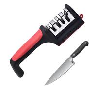 Sollee Aiguiseur de Couteaux - Aiguiseur de Couteaux Manuel en 4 étapes avec Base Stable antidérapante, affûteur de Cuisine pour Un affûtage et Un Polissage Rapides, poignée Souple, Accessoires de