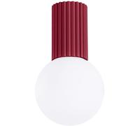 Sollux Lighting Plafonnier HALO bordeaux strié IP44 globe en verre G9