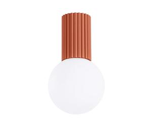 SOLLUX lighting Plafonnier - Spot de plafond en aluminium et verre - 1 flamme - Ampoule LED - Halo ocre rouge