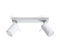 SOLLUX lighting Ring 2 Plafonnier | Design Minimaliste et Moderne, Bras Orientable & Direction de la Lumière | Ampoule GU10 Remplaçable, 2 x 40 W | Acier, Blanc, 30 x 6 x 16 cm
