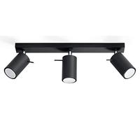 SOLLUX lighting Ring 3 Plafonnier | Design Minimaliste et Moderne, Bras Orientable & Direction de la Lumière | Ampoule GU10 Remplaçable, 3 x 40 W | Acier, Noir, 45 x 6 x 16 cm