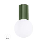 SOLLUX lighting Plafonnier - spot de plafond en aluminium et verre - 1 flamme - ampoule LED - halo vert olive