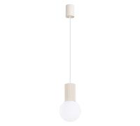 SOLLUX lighting Suspension lampe suspension lampe suspendue - plafonnier aluminium verre - 1 flamme - ampoule LED - Beige Halo
