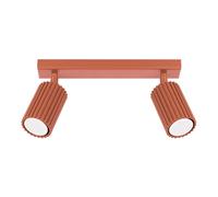 SOLLUX lighting Plafonnier LED - Spot de Plafond - en Aluminium - 2 Abat-jours - 30 x 6,5 x 16,5 cm - Karbon Ocre Rouge