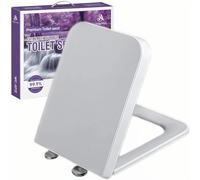 Solng Aldoih Abattant WC carré Forme, Lunette WC Frein de Chute, Blanc | Déclipsage Rapide, Fixation par le Dessus, Charnières Réglables，Résistant aux UV, aux rayures et au jaunissement