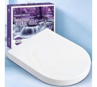 Solng Aldoih Abattant WC D Forme, Lunette WC Frein de Chute, Blanc | Déclipsage Rapide, Fixation par le Dessus, Charnières Réglables,résistant aux UV et finition effet céramique