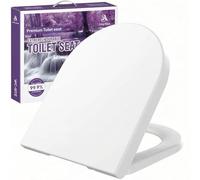 Solng Aldoih Abattant WC Forme D, Cuvette Toilette avec Frein de Chute, Lunette WC avec Fermeture en Douceur, Antibactérien, Lunette Universelle Blanc