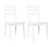 SOLO Chaises de Cuisine et Salon - 2 pcs - Fauteuil salon - blanc bois massif caoutchouc LL1640