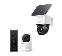 SoloCam S340+Sonnette vidéo C30 eufy Security+Caméra intérieure C210