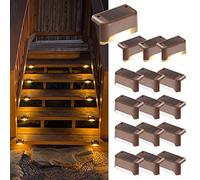 Solpex Lot de 16 lampes solaires d'extérieur pour escalier - Étanche - Éclairage LED pour escalier extérieur, marches, clôture, cour, terrasse, gouttière, chemin, décoration, blanc chaud
