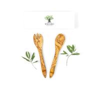 SOLTAKO Couverts à salade "Rucola" set de 2, bois d'olivier Ustensiles de cuisine, 30 cm de long