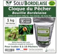 Solu'Bordelaise - Cloque du Pêcher - 1 kg de Bouillie Bordelaise Non Colorée - Fongicide Polyvalent à base de Sulfate de Cuivre 200 g/kg - Doseur Inclus - Utilisable en Agriculture Biologique