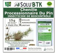 SoluBTK | Chenilles Processionnaires du pin |15 g Insecticide Bacillus Thuringiensys | Utilisable en Agriculture Biologique | Pour 1 petit pin