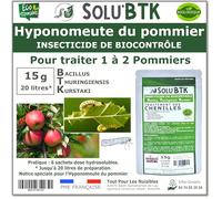 SoluBTK - Hyponomeute du Pommier - 15 g Bacillus thuringiensis BTK - Insecticide Utilisable en Agriculture Biologique - Traitement chenilles