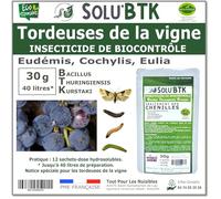 SoluBTK - Tordeuses de la Vigne - 30 g Bacillus thuringiensis BTK - Insecticide Utilisable en Agriculture Biologique - Traitement chenilles