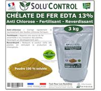 Solu'Control Chélate de Fer EDTA 13%, Anti-chlorose, Fertilisant, Reverdissant, 3 kg