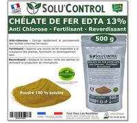 Solu'control Chélate De Fer Edta 13%, Anti-Chlorose, Fertilisant, Reverdissant, 500g