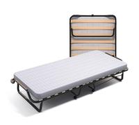 Soluko Lit Pliant Type Camp 90x200 XL Comfort avec Sommier à Lattes, Matelas en Polyuréthane et Housse Anti-Poussière Incluse, Structure Robuste avec 4 roulettes - 100% Made in Italy