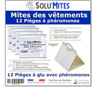 SOLUMITES - Lot de 12 Pièges à Phéromones pour Mites des vêtements et des Textiles - pour la Maison, Les magasins, Les entrepôts