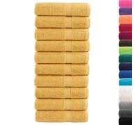 SOLUND Lot de 10 serviettes dorées 50 x 100 cm 600 g/m² en coton absorbant doux pour serviette de bain, serviette d'invité, sauna, plage, camping, fitness, bien-être