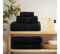 SOLUND Lot de 2 serviettes d'invité noires 15 x 21 cm 550 g/m² en coton doux avec boucle de suspension pour salle de bain, invités, toilettes, spa, bien-être