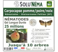SOLU'NÉMA - 25 millions de Nématodes SF Steinernema feltiae contre le Carpocapse du Pommier, Poirier et Noyer - Traitement Biologique des Larves - Protection des Arbres Fruitiers