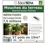 SOLUNEMA - Nématodes SF contre mouches du terreau 7,5 millions - Anti larves - Formule gel longue durée - Traitement biologique plantes d’intérieur - Jusqu’à 37 pots