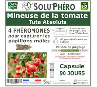 SOLU'PHÉRO - 4 Phéromones Contre la Mineuse de la Tomate - 1 Capsule 3 Mois de Protection - Phéromone Écologique de Controle Contre Tuta Absoluta