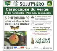 SOLU'PHÉRO - 6 Phéromones Contre Le carpocapse du verger (Pommier, Poirier, Noyer) - 1 Capsule 4 Semaines - 6 phéromones pour la Saison - Phéromone Écologique de Controle de Cydia Pomonella