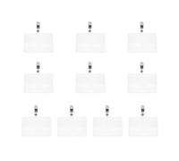 SOLUSTRE 10 Ensembles Lot de Sets de Porte-étiquettes Nominatives en Pvc Transparent Étanche avec Clip Pratique, Porte-cartes Facile à Transporter pour Bureau et Identification