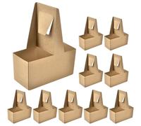 SOLUSTRE 10 Pièces Porte-gobelet en Papier Poignée pour Emporter, 2 Trous | Carton Ondulé, Maintien de Deux Tasses, Format Pratique, Usage Traiteur, Lot pour Boissons Chaudes