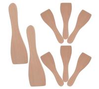 SOLUSTRE 10 Pièces Spatule de Friture Droite pour Barbecue en Bois | Surface Lisse, Usage sur Plaque et Poêle Antiadhésive, Lot Compact, Ton Khaki