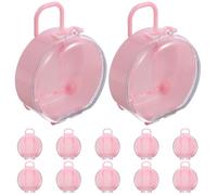 SOLUSTRE 12 Pièces Boîtes Rondes Décoratives en Ps Couleur Rose, Petites Boîtes Portables de Valise pour Mariage et Fête, Contenant Dragées Élégant et Pratique