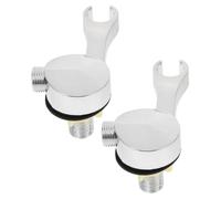 SOLUSTRE 2 Pièces Support de Douchette pour Robinet de Bac à Shampooing en Abs et Acier Inoxydable, avec Adaptateur de Tuyau et Filetage Antidérapant, Installation Stable pour Poste
