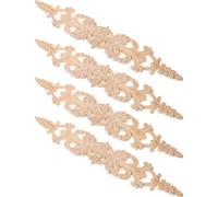 SOLUSTRE 4 Pièces Applique en Bois Incrustée Décorations en Bois Sculpté Kaki pour Porte et Miroir Décoration de Meubles et Usage Domestique Style Classique Élégant