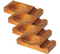 SOLUSTRE 4 Pièces Repose-Baguettes Chinois en Bois Marron, Porte-cuillère et Fourchette Élégant pour Décoration de Table, Empêche Le Roulement et Garde Les Ustensiles Propres