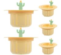 SOLUSTRE 5 Pièces Filtre de Drainage pour Cactus en Plastique Jaune, Passoire à Poser sur L'évier, Facile à Nettoyer, Compatible Universellement, Cuisine à Domicile