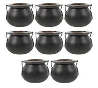 SOLUSTRE 8 Pièces Chaudron Halloween Décoratif Noir en Plastique Poignée | Sorcière Pendue et Chaudron, Seau de Bonbons, Accessoires D'halloween, pour Bar et Classe